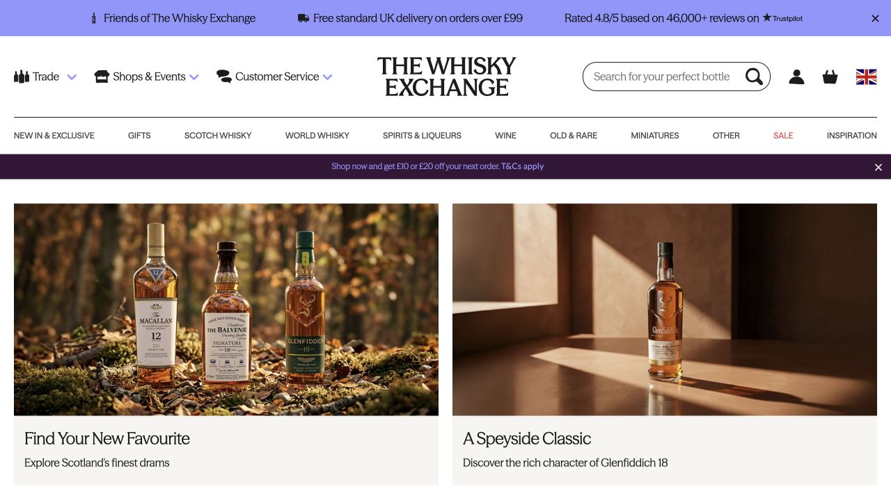 The Whisky Exchange website preview